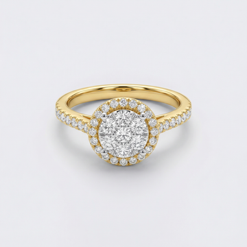 Pave Halo Cluster Lab Grown Diamond Ring