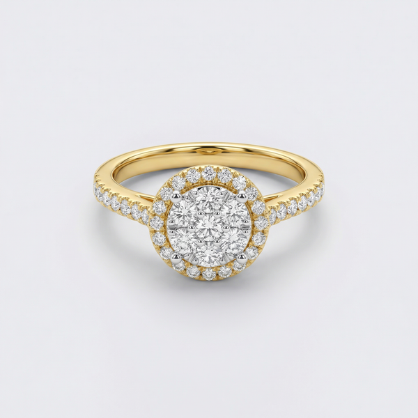 Pavé Halo Cluster Lab Grown Diamond Ring