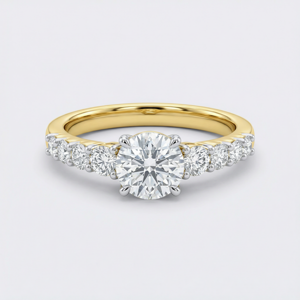 Tapered Pavé Solitaire Lab Grown Diamond Ring