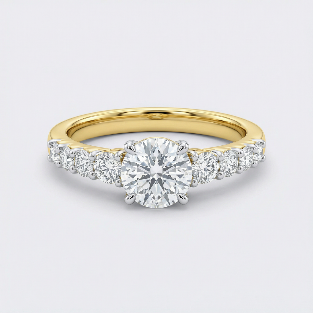 Tapered Pav������ Solitaire Lab Grown Diamond Ring