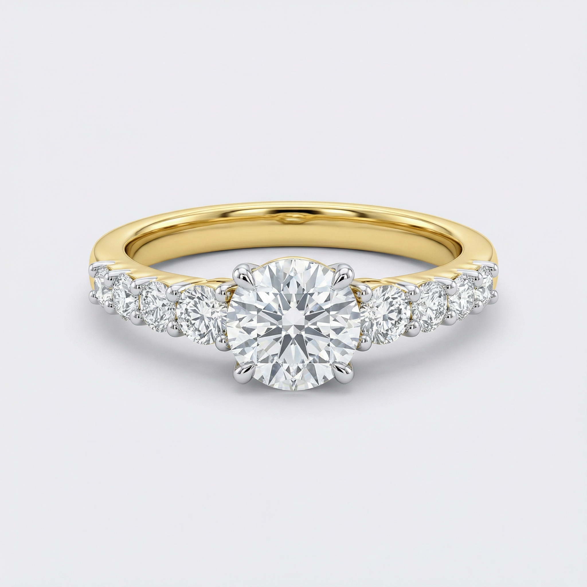 Tapered Pavé Solitaire Lab Grown Diamond Ring