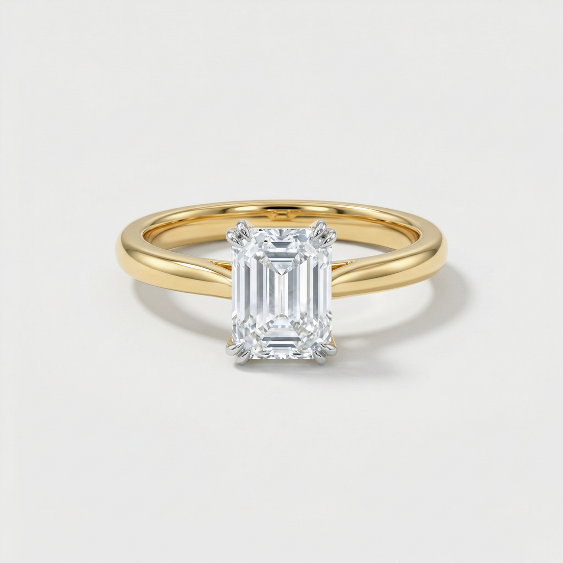 Elegant Emerald Cut Solitaire Lab Grown Diamond Ring