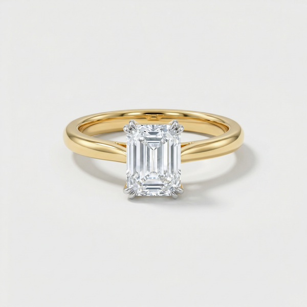 Elegant Emerald Cut Solitaire Lab Grown Diamond Ring