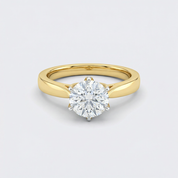 Round Cut Six Prong Gold Lab Grown Ring
