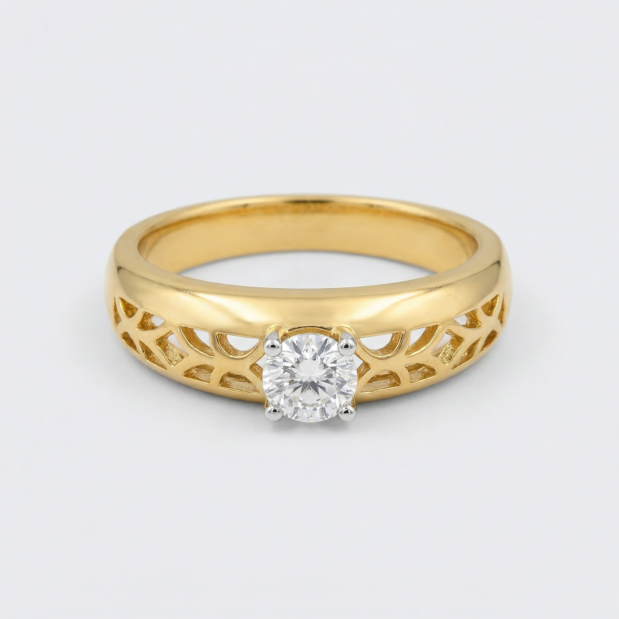 Filigree Band Solitaire Lab Grown Diamond Ring