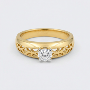 Filigree Band Solitaire Lab Grown Diamond Ring