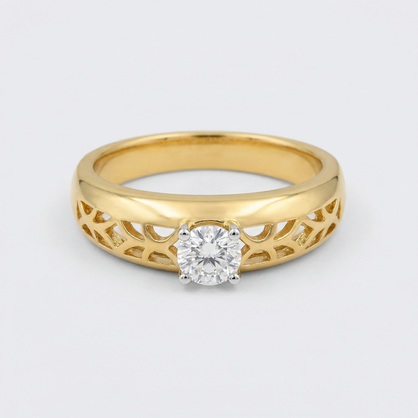 Filigree Band Solitaire Lab Grown Diamond Ring
