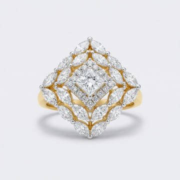 Geometric Layered Cluster Lab Grown Diamond Ring