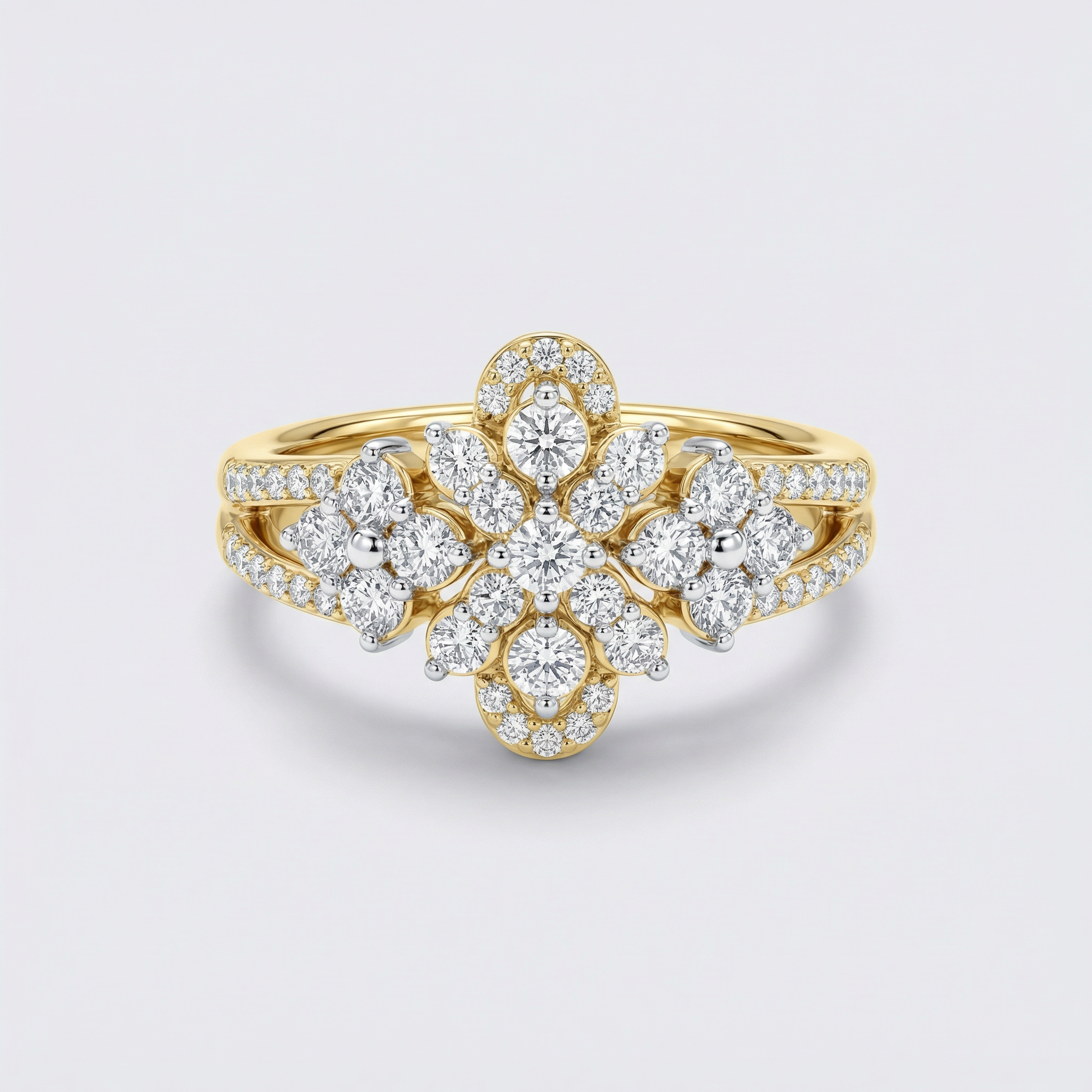 Floral Four Motif Lab Grown Diamond Ring