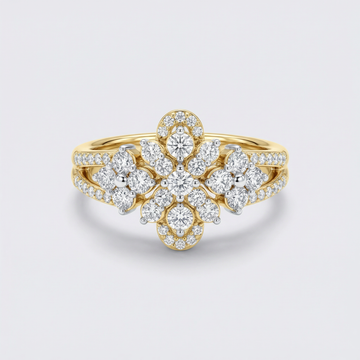 Floral Four Motif Lab Grown Diamond Ring