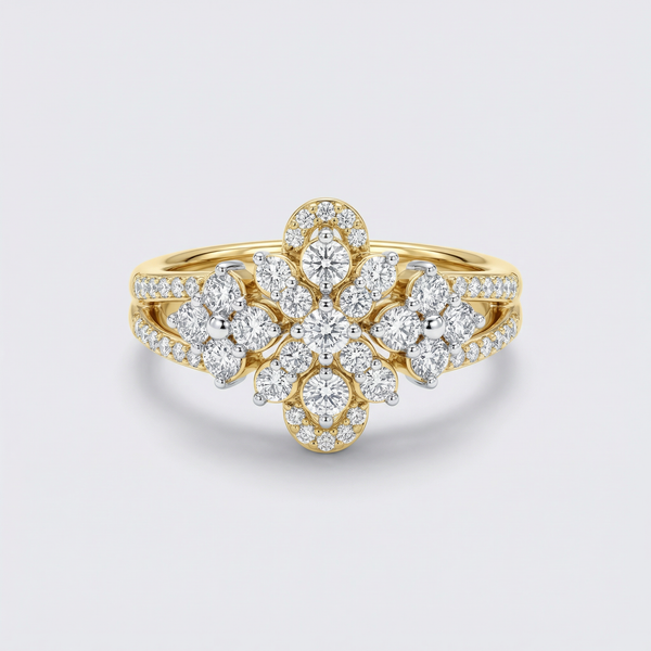 Floral Four Motif Lab Grown Diamond Ring