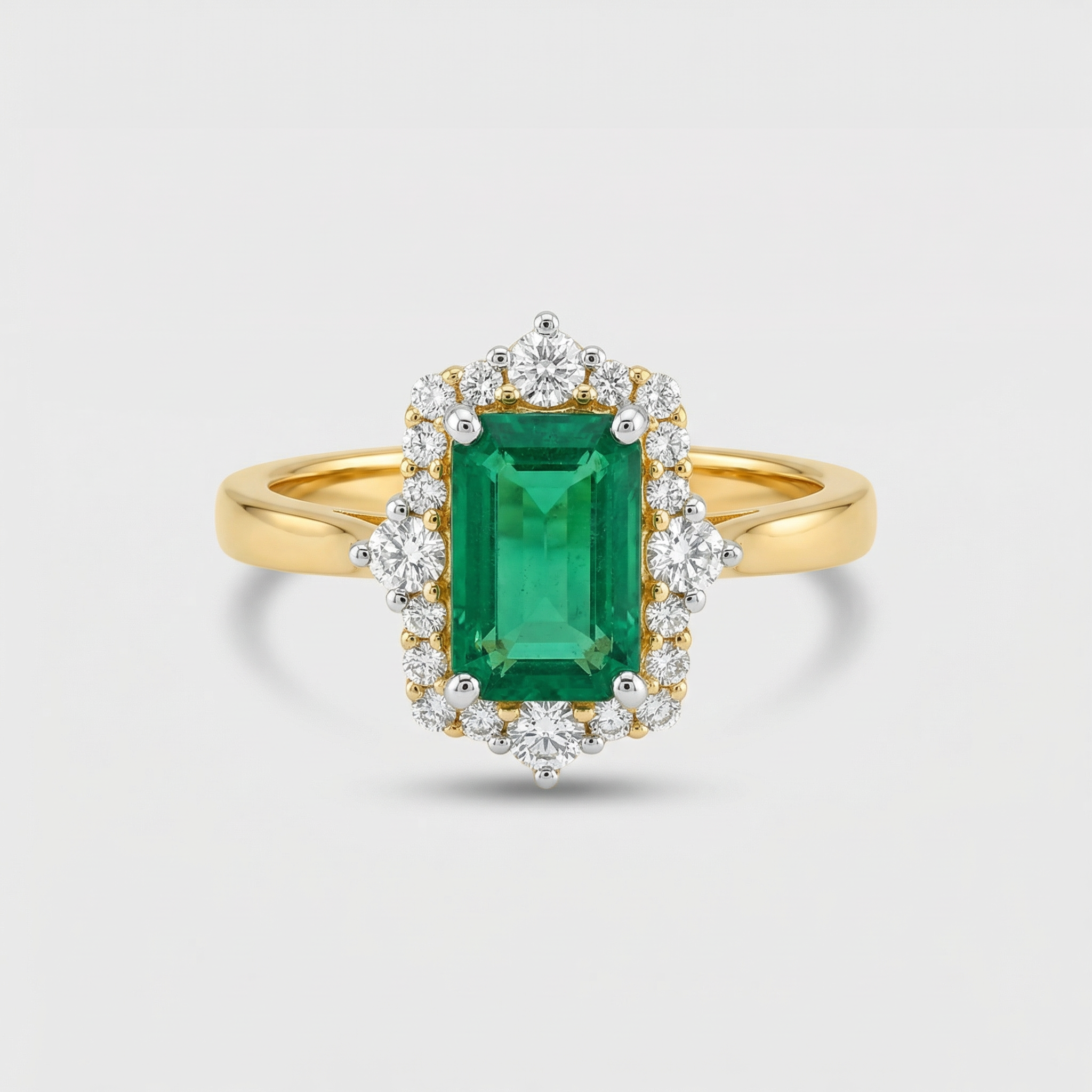 Emerald Cut Halo Lab Grown Diamond Ring
