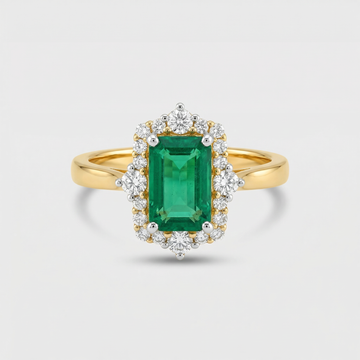 Emerald Cut Halo Lab Grown Diamond Ring