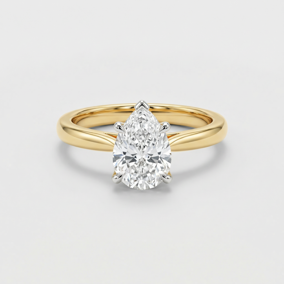 Elegant Pear Solitaire Lab Grown Diamond Ring