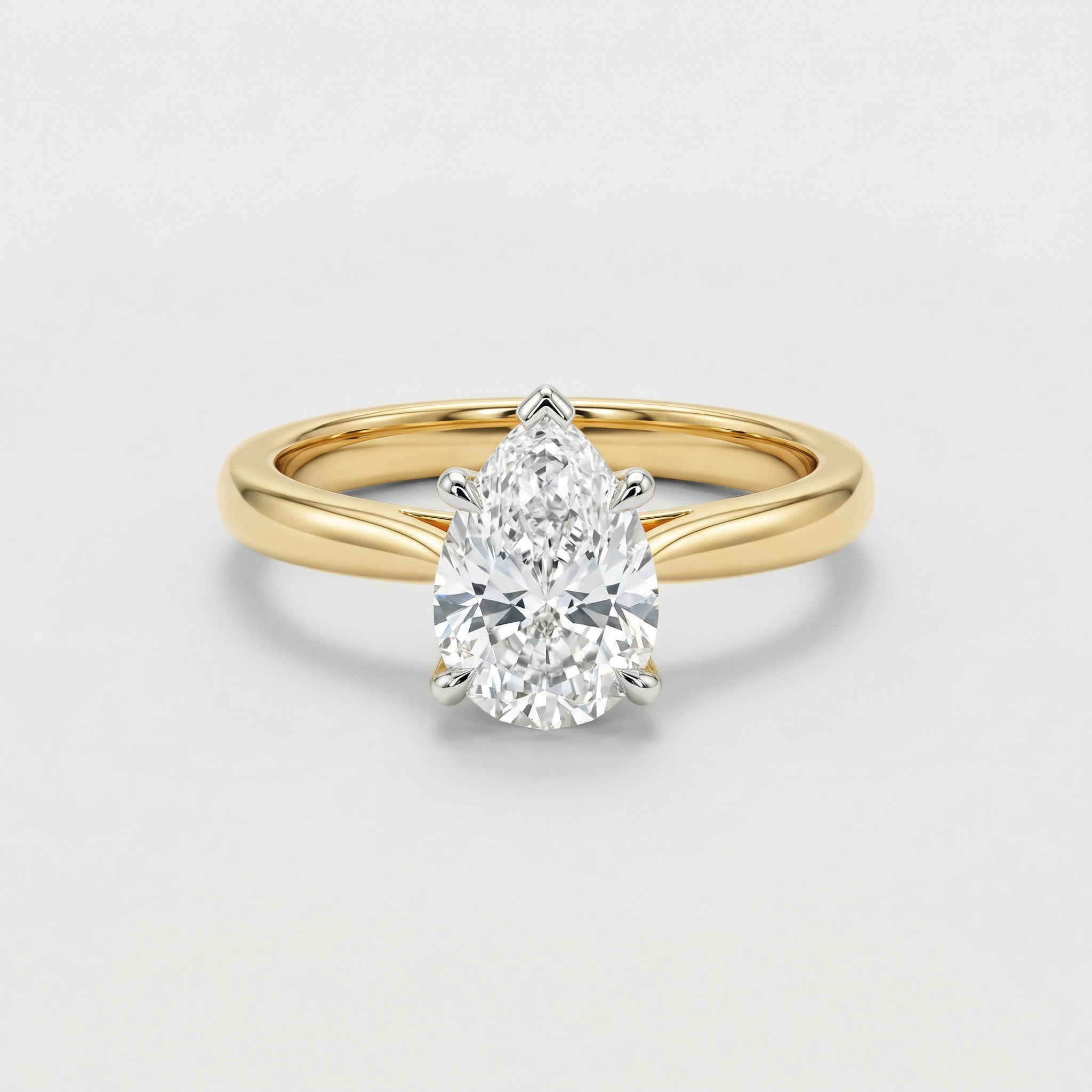 Elegant Pear Solitaire Lab Grown Diamond Ring