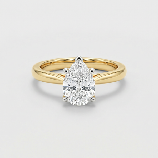 Elegant Pear Solitaire Lab Grown Diamond Ring