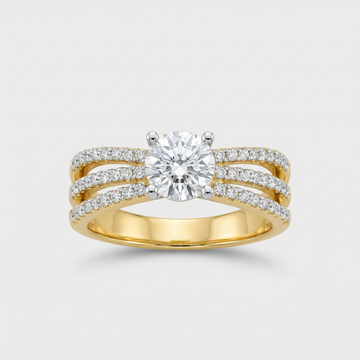 Triple Row Pave Solitaire Lab Grown Diamond Ring