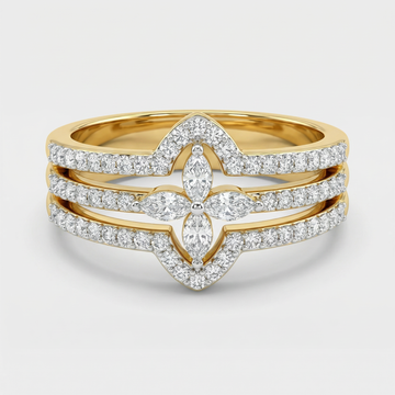 Multi-Band Floral Cluster Lab Grown Diamond Ring