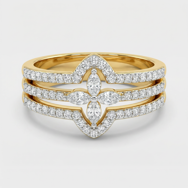 Multi-Band Floral Cluster Lab Grown Diamond Ring