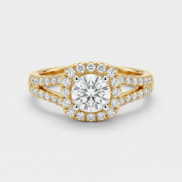 Double Row Pave Halo Lab Grown Diamond Ring