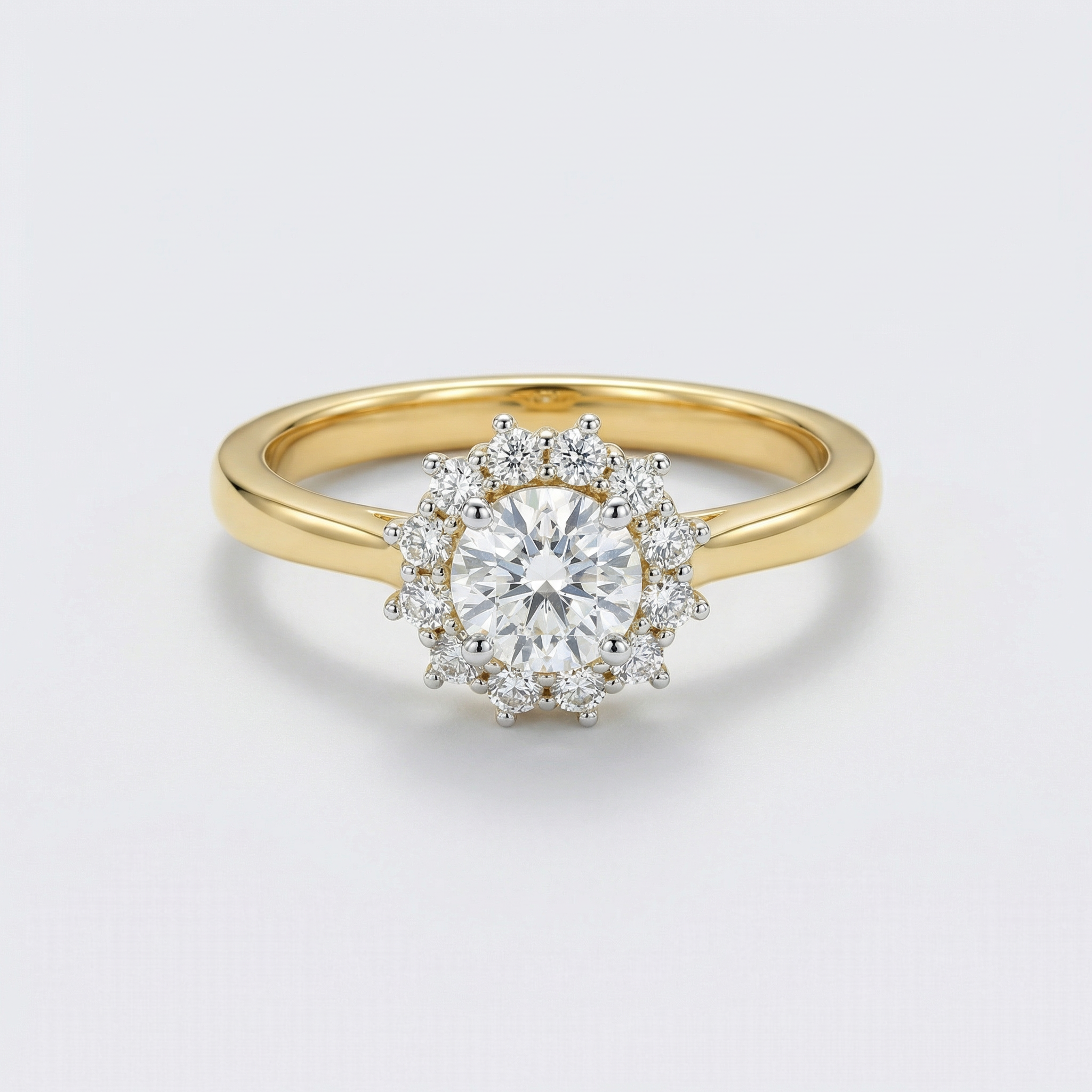 Sunburst Halo Solitaire Lab Grown Diamond Ring