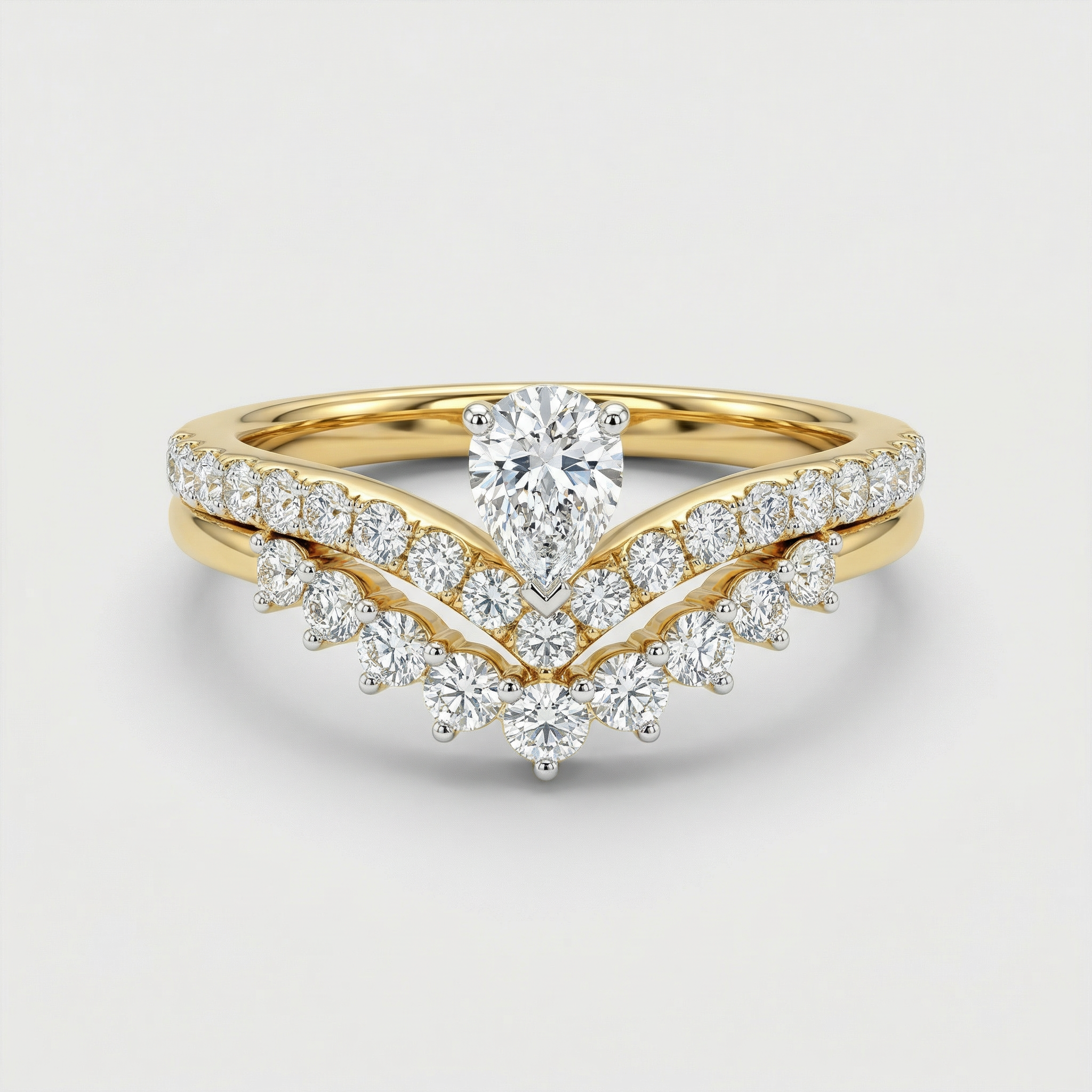 Chevron Floral Pavé Lab Grown Diamond Ring
