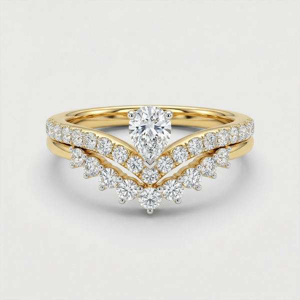 Chevron Floral Pavé Lab Grown Diamond Ring