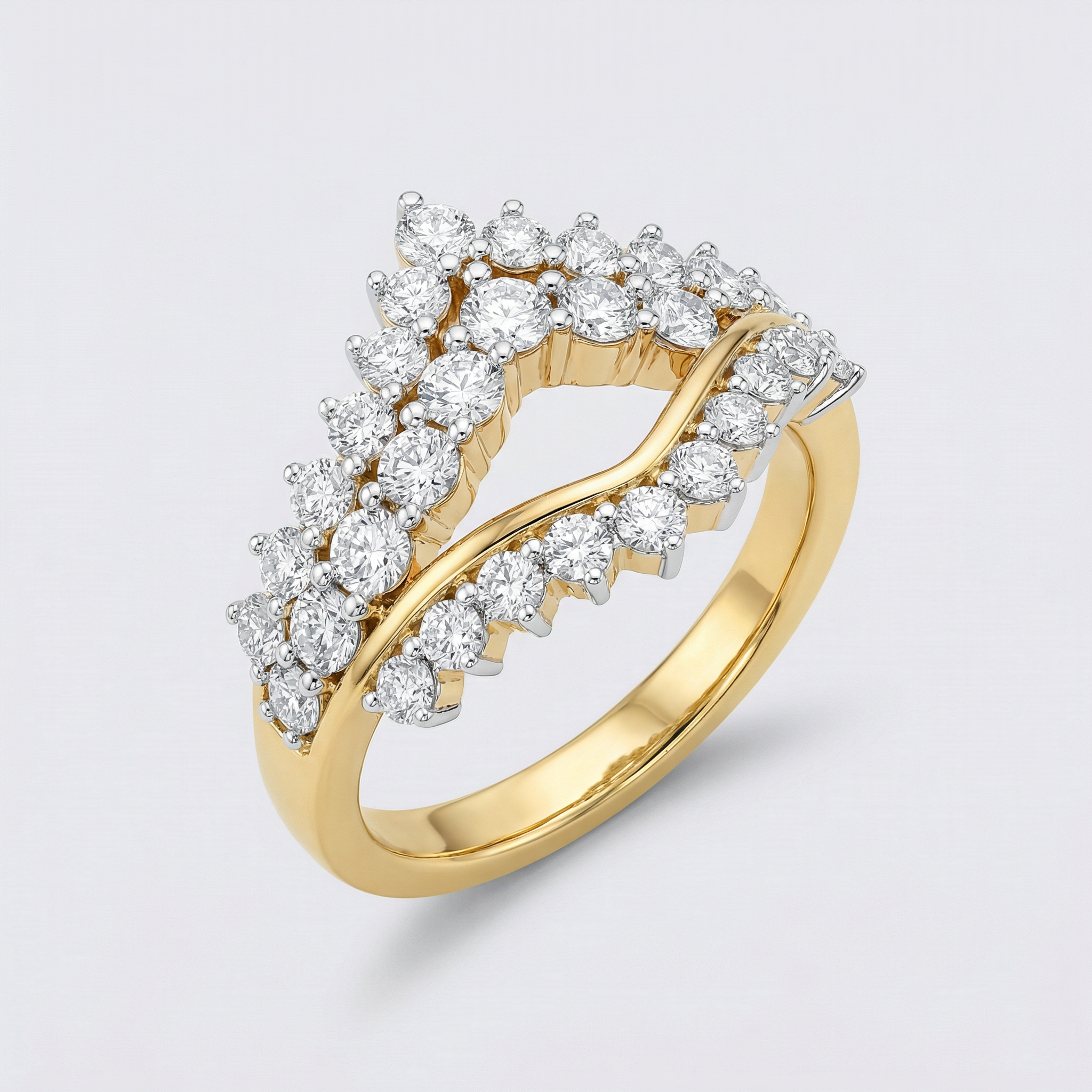Organic Cluster Split Band Lab Grown Diamond Ring