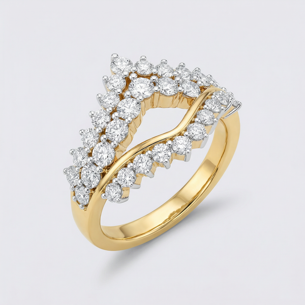 Organic Cluster Split Band Lab Grown Diamond Ring