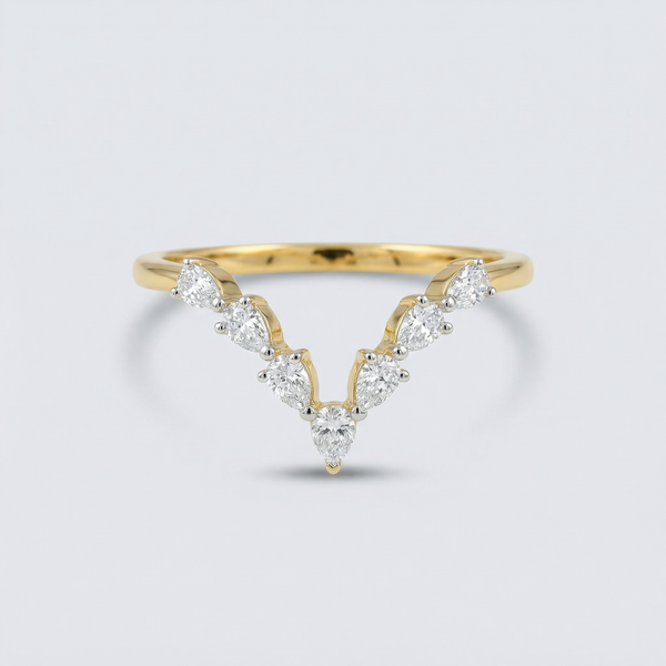 Delicate Drop V Pavé Lab Grown Diamond Ring