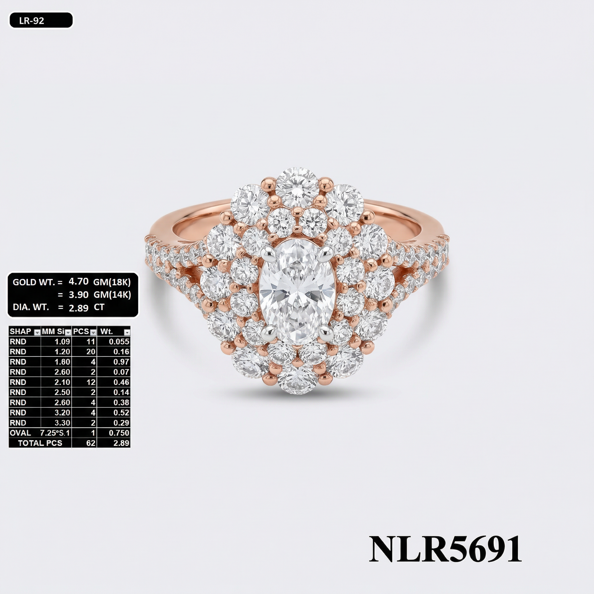 Vintage Cluster Dome Lab Grown Diamond Ring