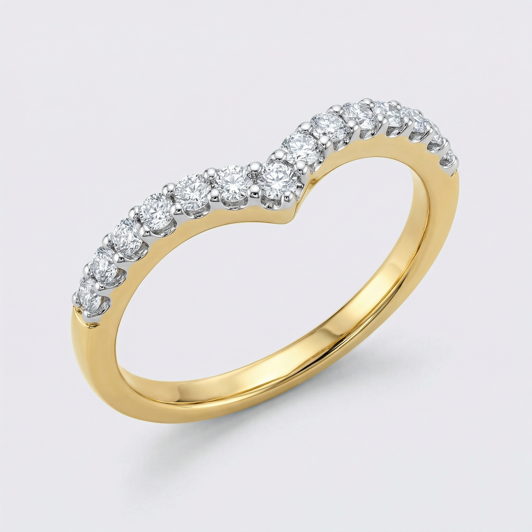 Curved Pavé Diamond Band Lab Grown Diamond Ring