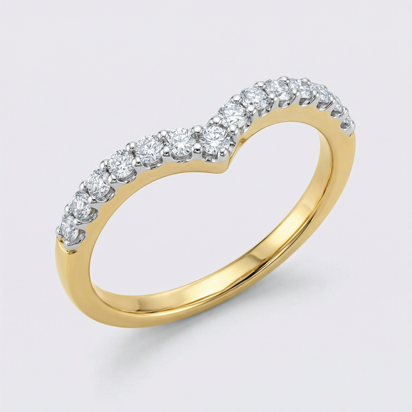 Curved Pavé Diamond Band Lab Grown Diamond Ring