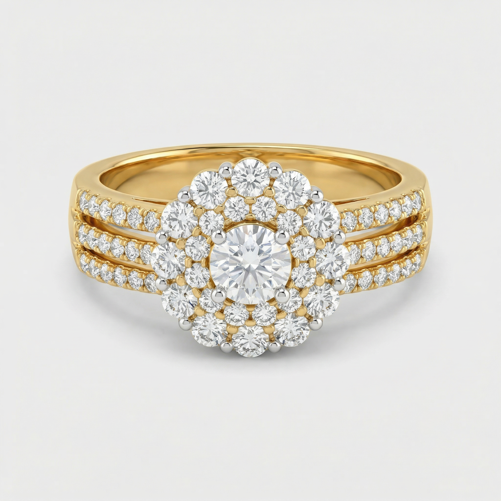 Round Cluster Multi Row Lab Grown Diamond Ring