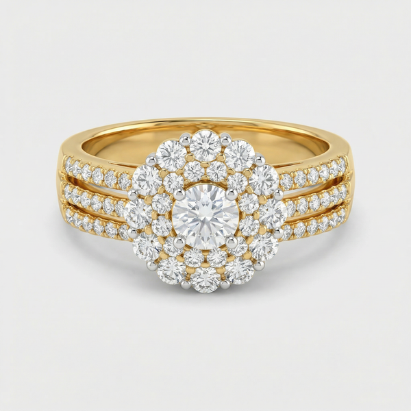 Round Cluster Multi Row Lab Grown Diamond Ring
