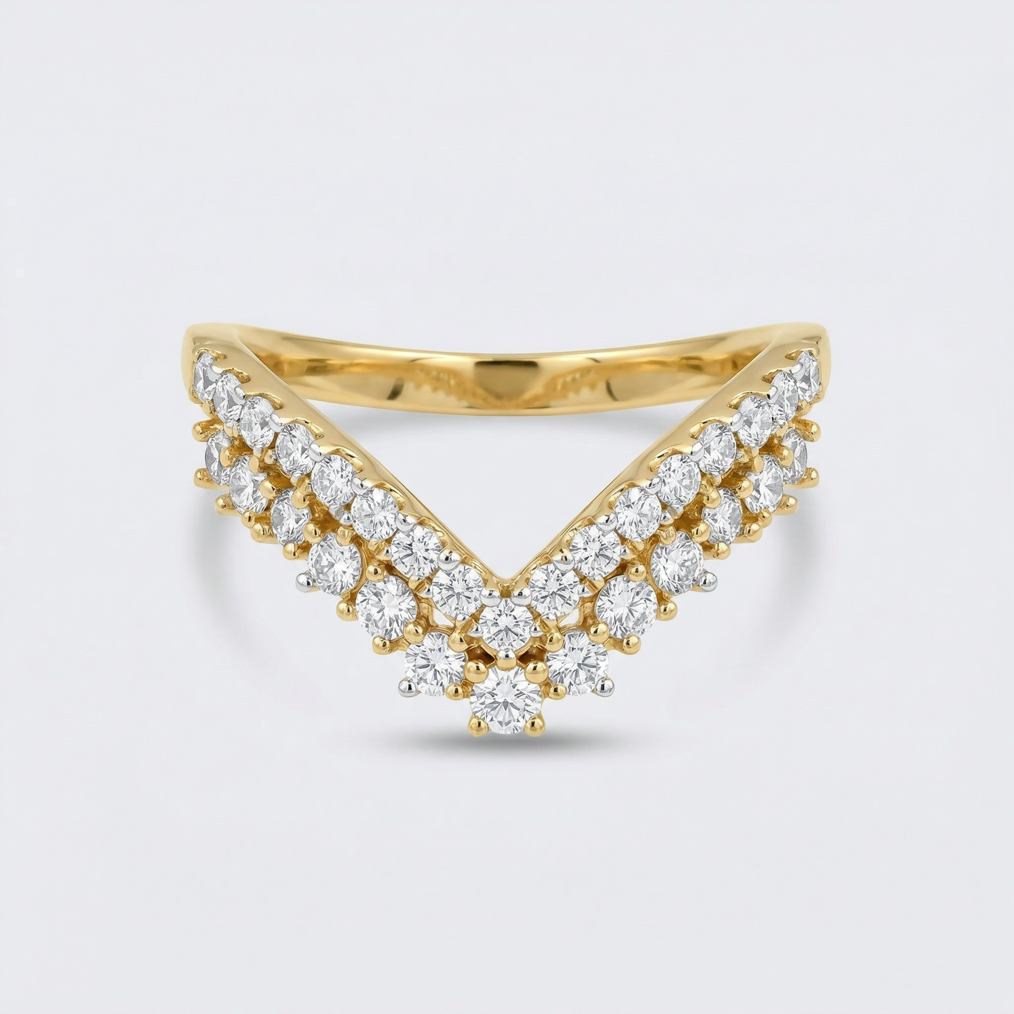 V-Shaped Layered Cluster Ring – Lab Grown Diamond Ring