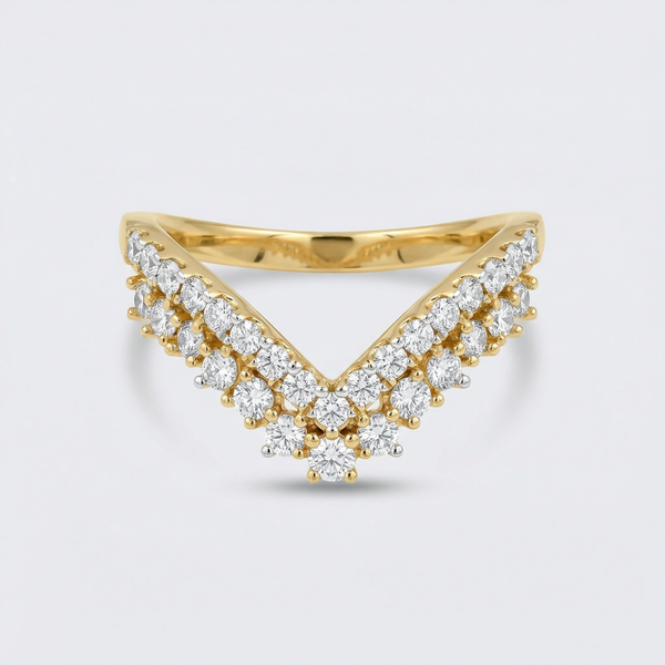 V-Shaped Layered Cluster Ring – Lab Grown Diamond Ring