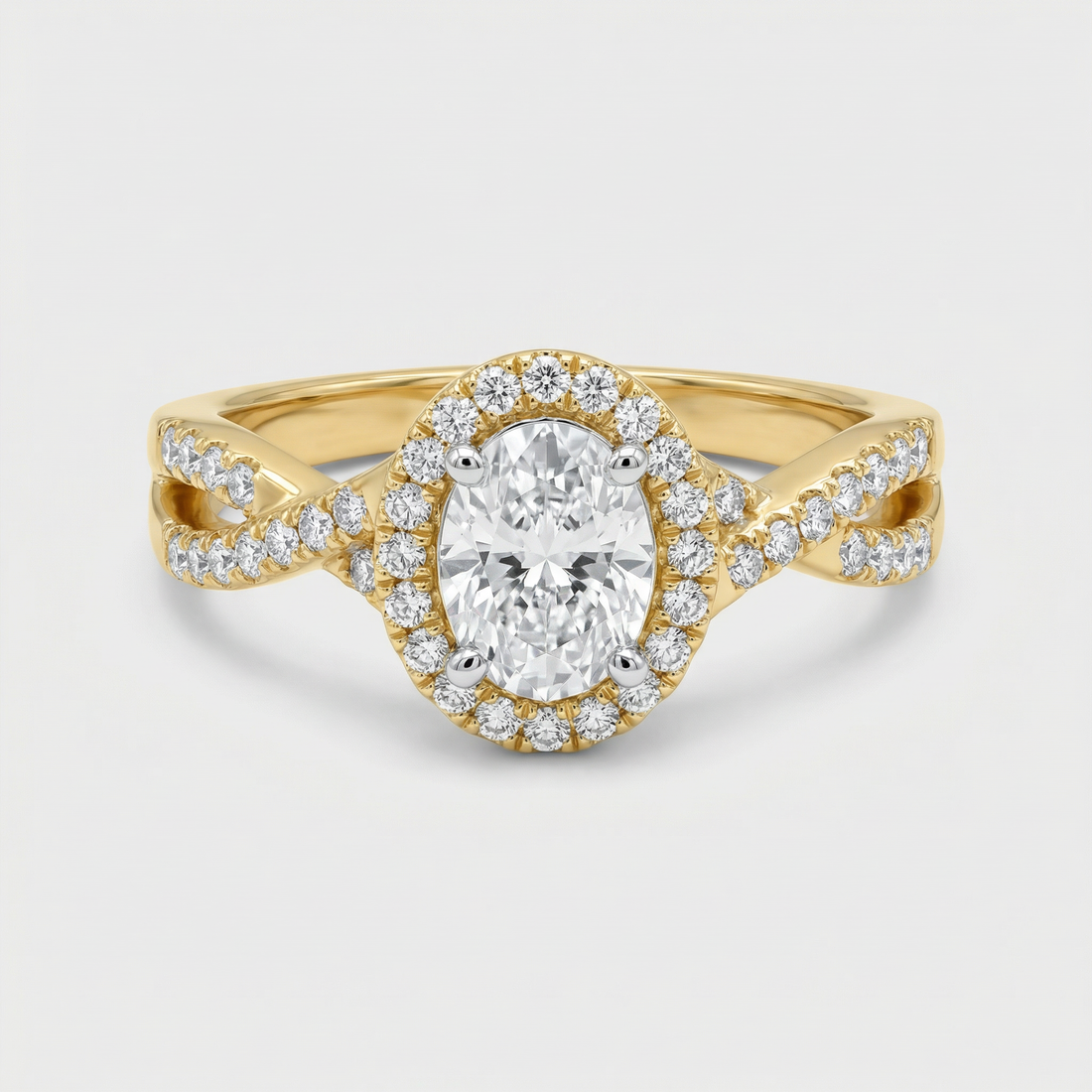 Twisted Oval Halo Lab Grown Diamond Ring