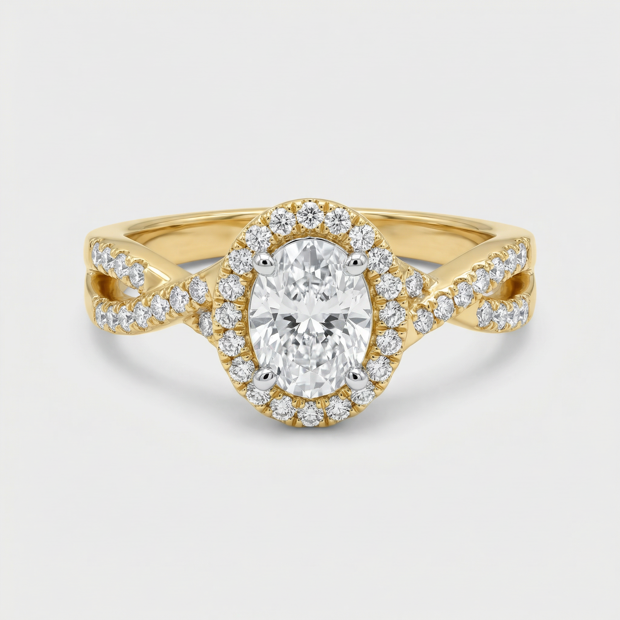 Twisted Oval Halo Lab Grown Diamond Ring
