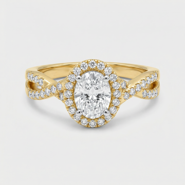 Twisted Oval Halo Lab Grown Diamond Ring