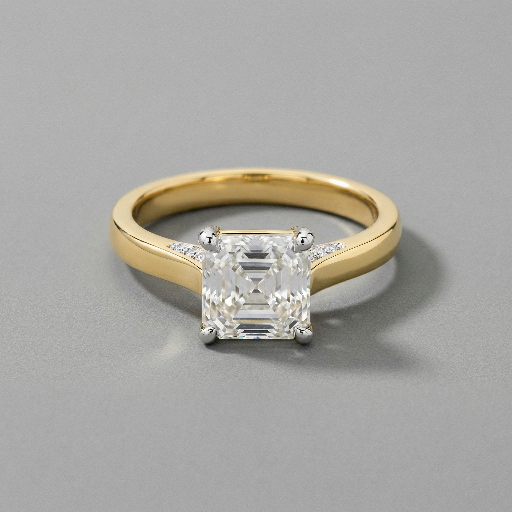 Asscher Cut Solitaire Lab Grown Diamond Ring