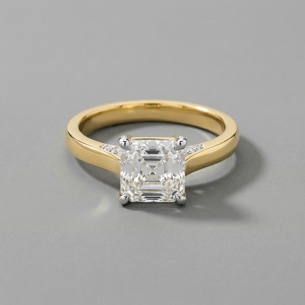 Asscher Cut Solitaire Lab Grown Diamond Ring
