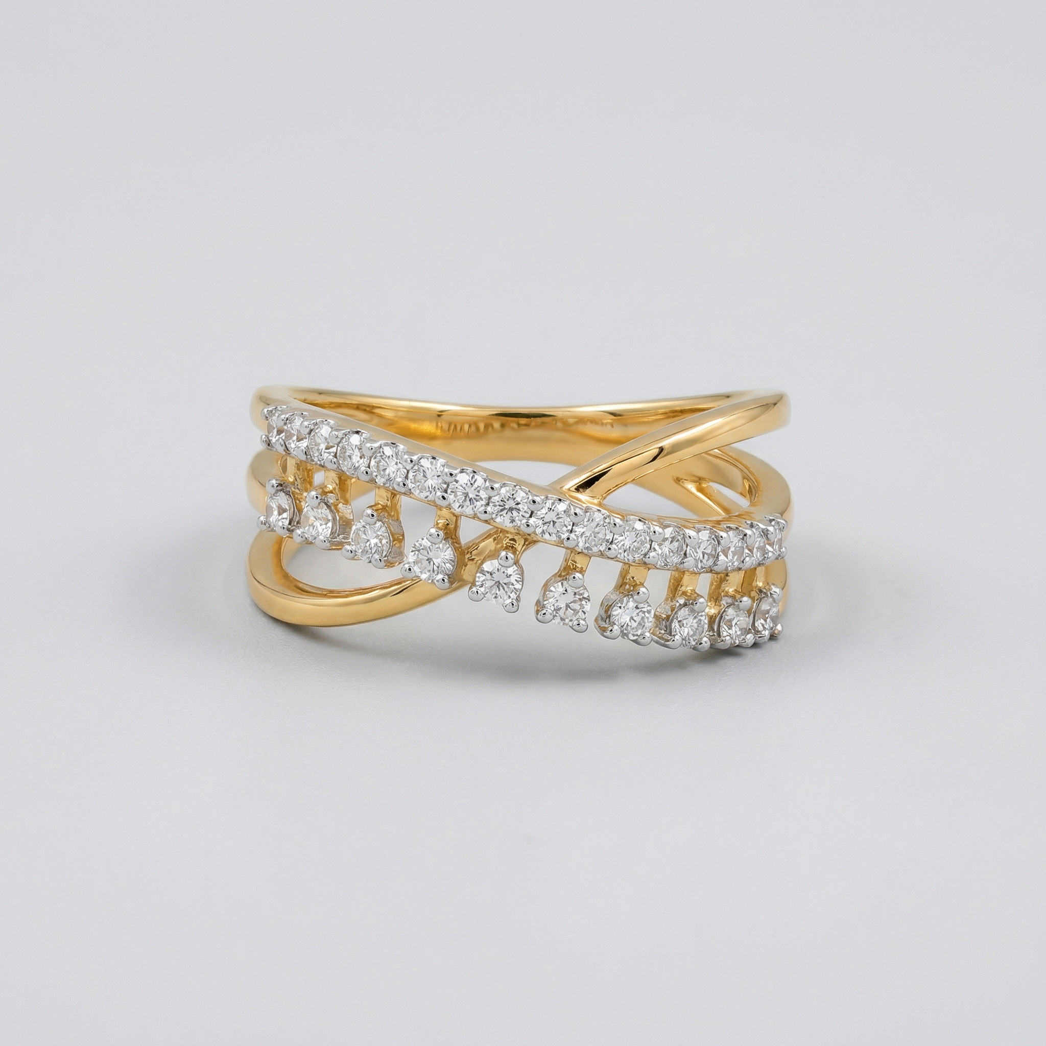 Criss Cross Pavé Diamond Band Lab Grown Diamond Ring