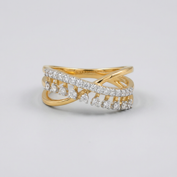 Criss Cross Pavé Diamond Band Lab Grown Diamond Ring