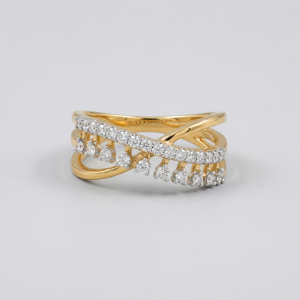 Criss Cross Pavé Diamond Band Lab Grown Diamond Ring