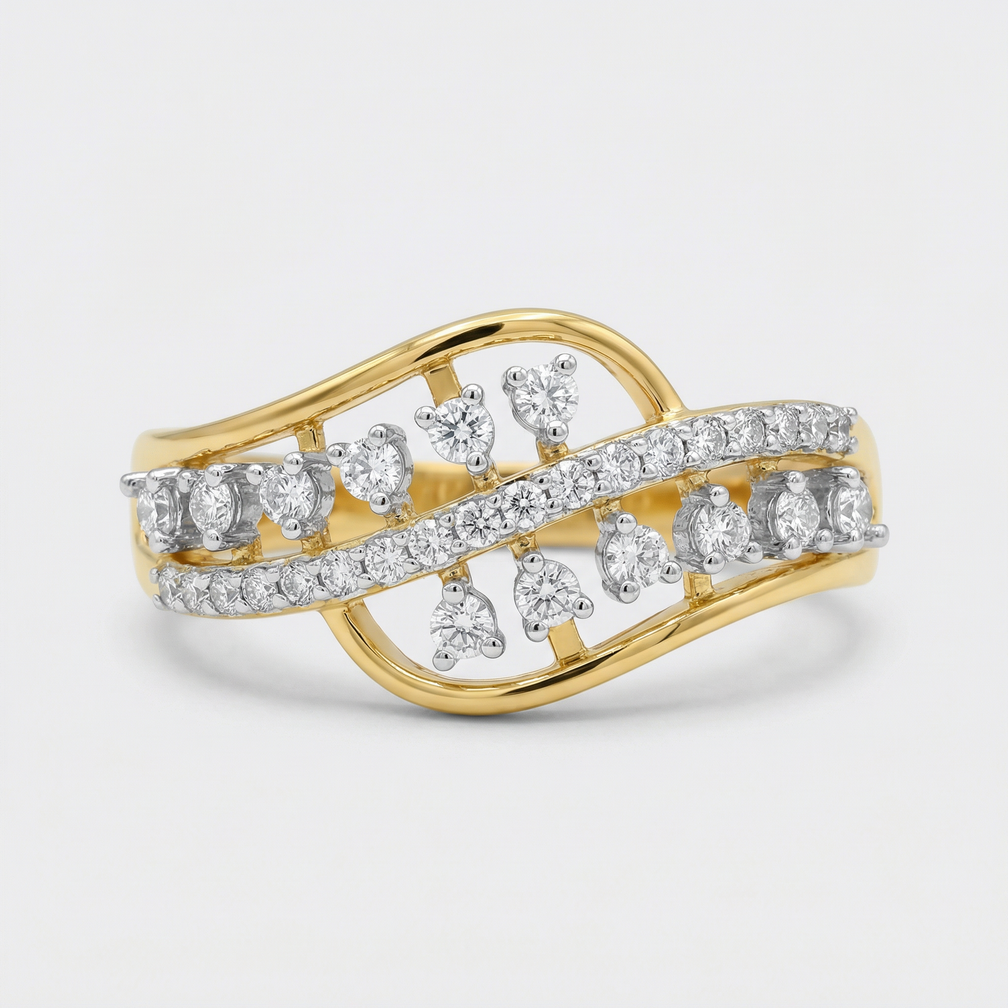 Wave Link Diamond Band Lab Grown Diamond Ring