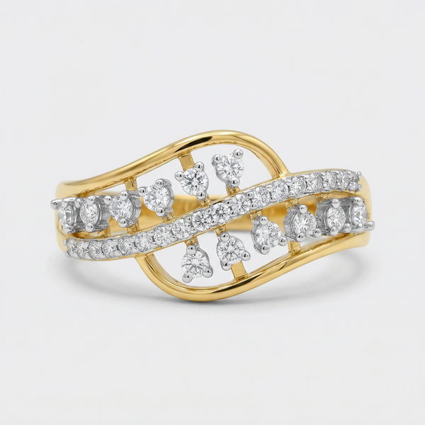 Wave Link Diamond Band Lab Grown Diamond Ring