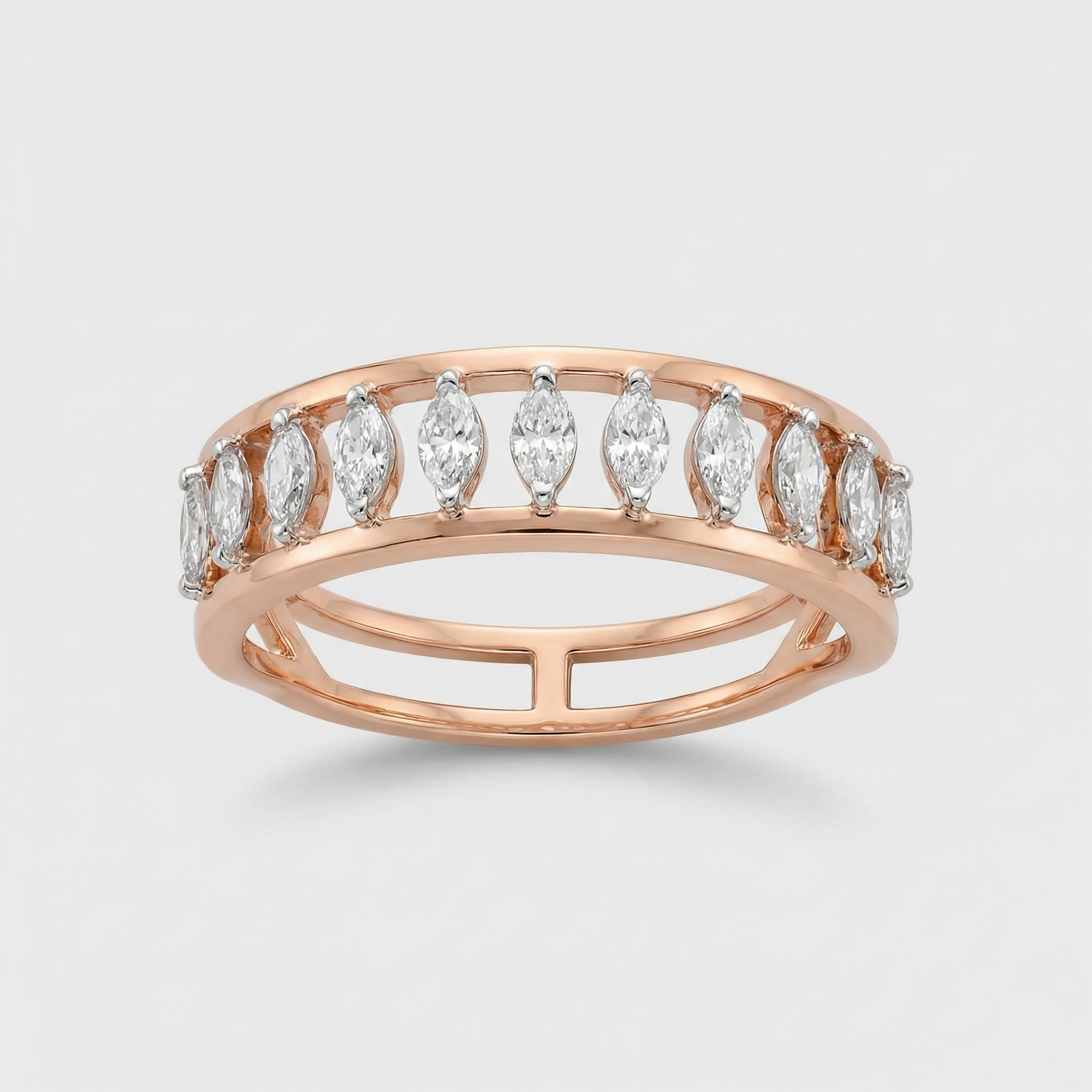 Marquise Bezel Open Band Lab Grown Diamond Ring