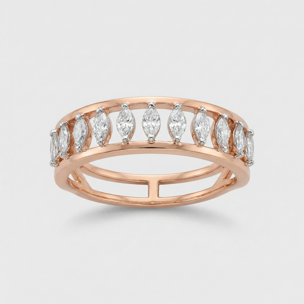 Marquise Bezel Open Band Lab Grown Diamond Ring