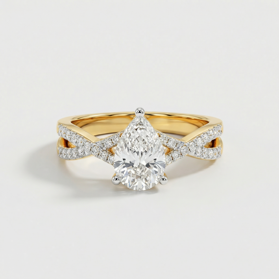 Twisted Pear Halo Lab Grown Diamond Ring